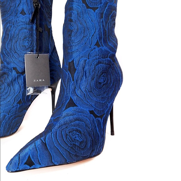 Zara Floral Over the Knee Fabric High Heel Boots - Picture 3 of 8